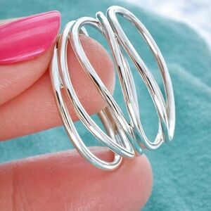 Authentic Tiffany & Co. Elsa Peretti Five Row Wave Ring Size 7.5